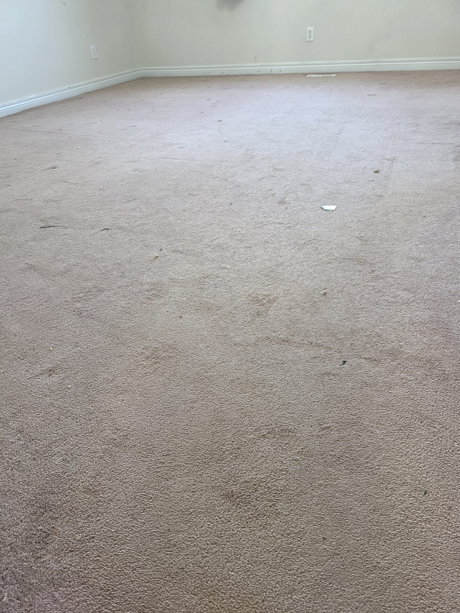 Old underlayment and subfloor revealed before new vinyl plank flooring.