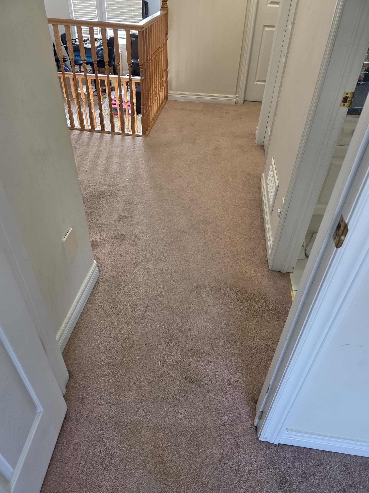 View of old subfloor state before leveling for vinyl plank flooring.